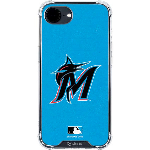 MLB Miami Marlins Solid Distressed iPhone 16e Clear Case